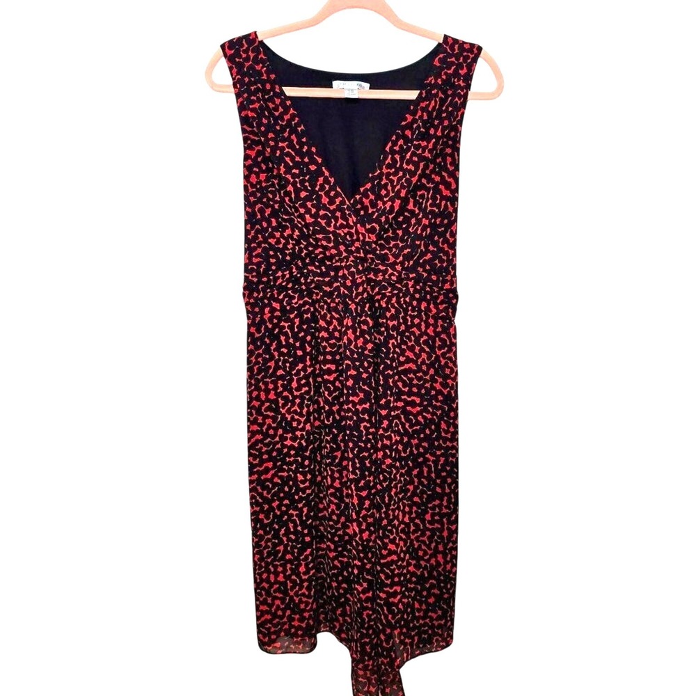 Motherhood Maternity Red Black Heart Print V-Neck Faux Wrap Dress XL 93418